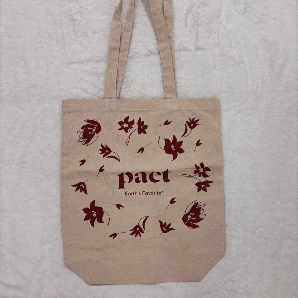 Pact | Organic Cotton tan and Maroon Tote Bag